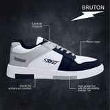 BRUTON Premium Casual Sneaker Shoes with Synthetic Upper Lightweight Comfortable Mid Top Sneaker Shoes for Men's & Boy's -6 UK White/Black