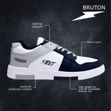 BRUTON Premium Casual Sneaker Shoes with Synthetic Upper Lightweight Comfortable Mid Top Sneaker Shoes for Men's & Boy's -6 UK White/Black